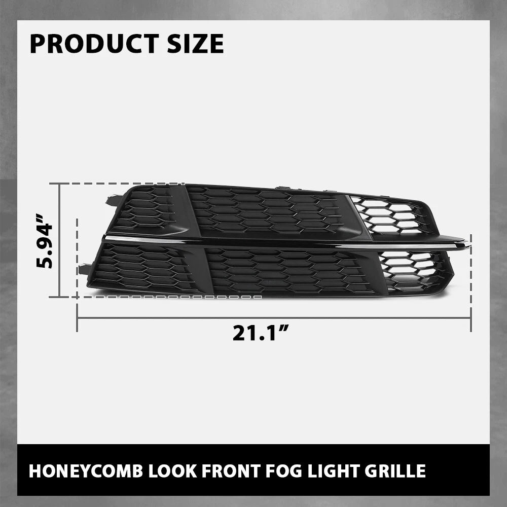 Front Fog Light Cover for Audi S6 A6 S-Line (2016–2018) Honeycomb Black