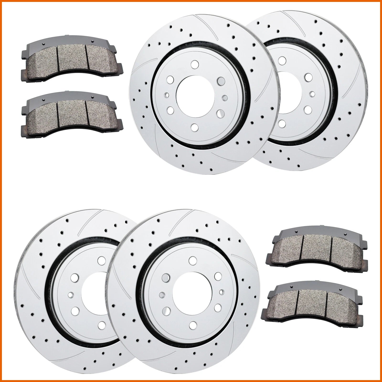 Front & Rear Drill Slotted Rotors & Ceramic Brake Pads for Ford F-150 (2013–2017)
