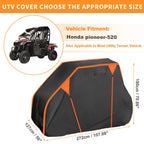Waterproof UTV Cover for Honda Pioneer 520 (2016–2023) Black 210D PU