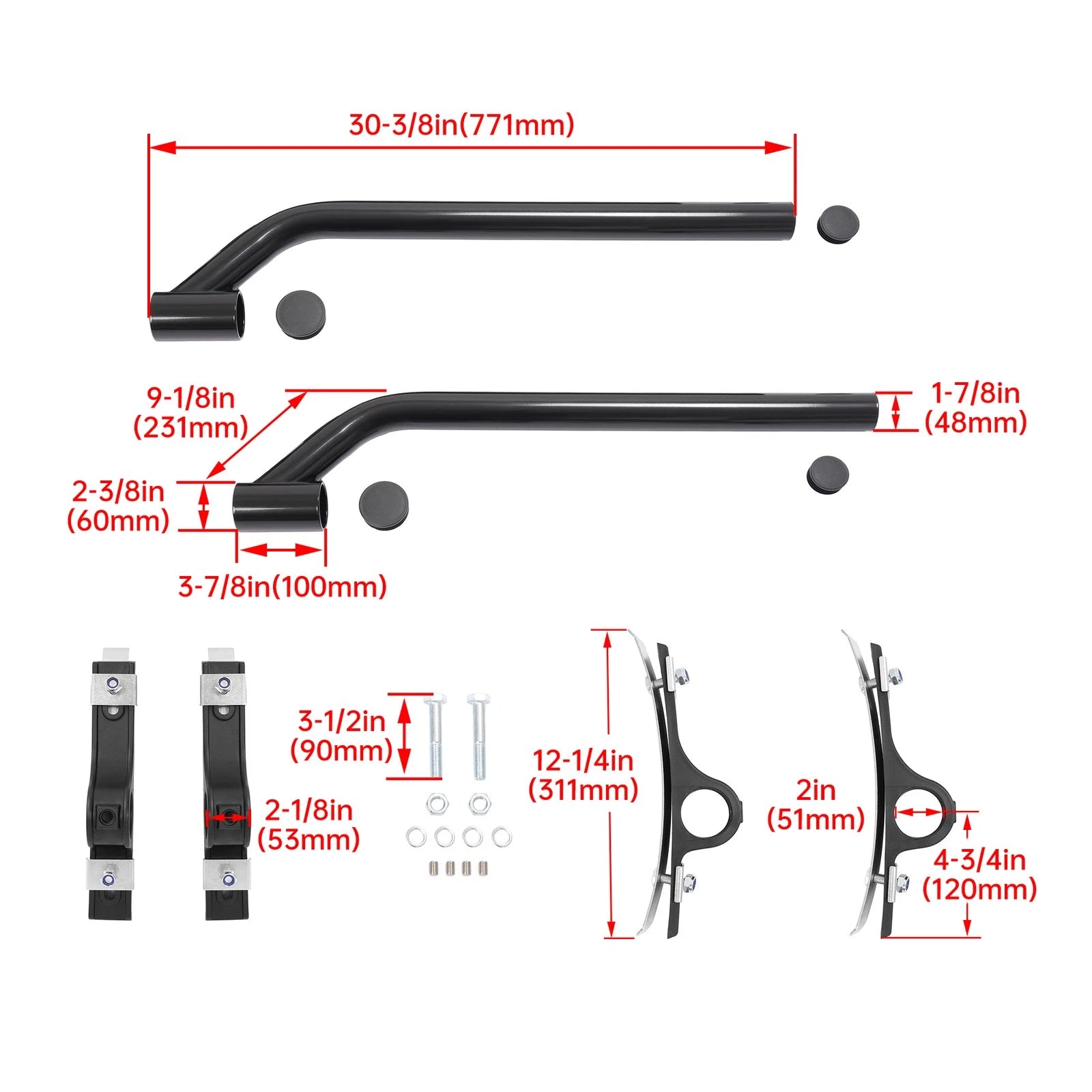 Fender Mounting Kit for Universal Vehicles (Powder Coated Steel)