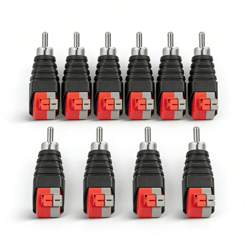 10X Speaker Wire to RCA Male Press Type Terminal Converter Jack Plug