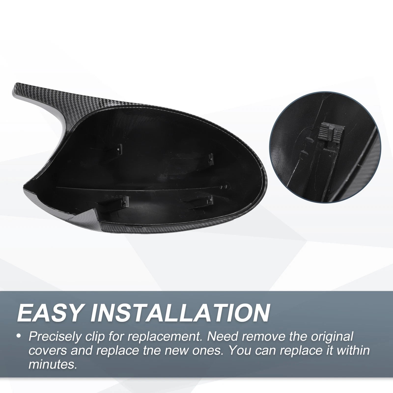Set of 2 Rearview Mirror Cover Caps Black Carbon Fiber for BMW E87 E81 E82 E88 E92