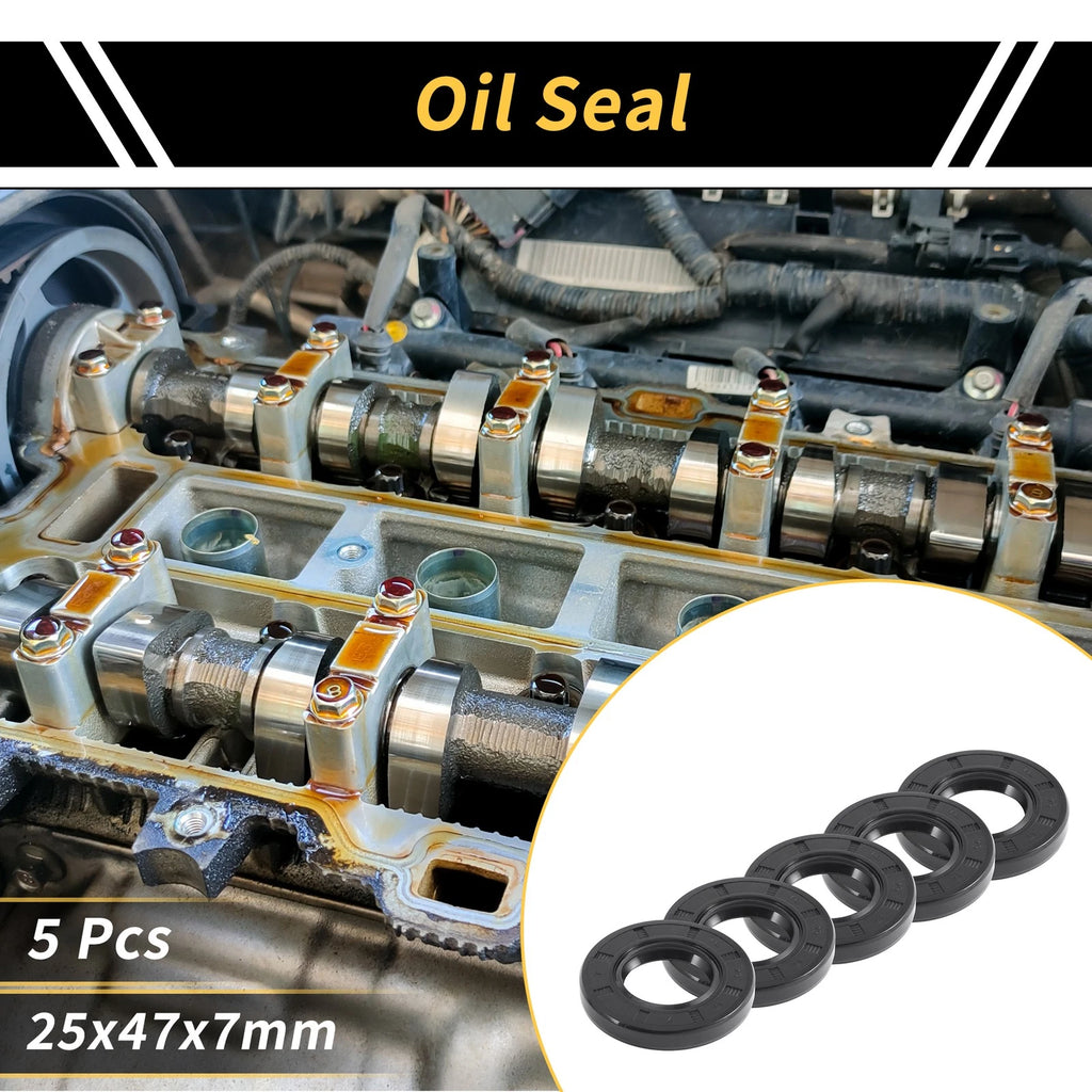 Set of 5 Oil Seal Rotary Shaft Seal NBR Rubber 25x47x7mm