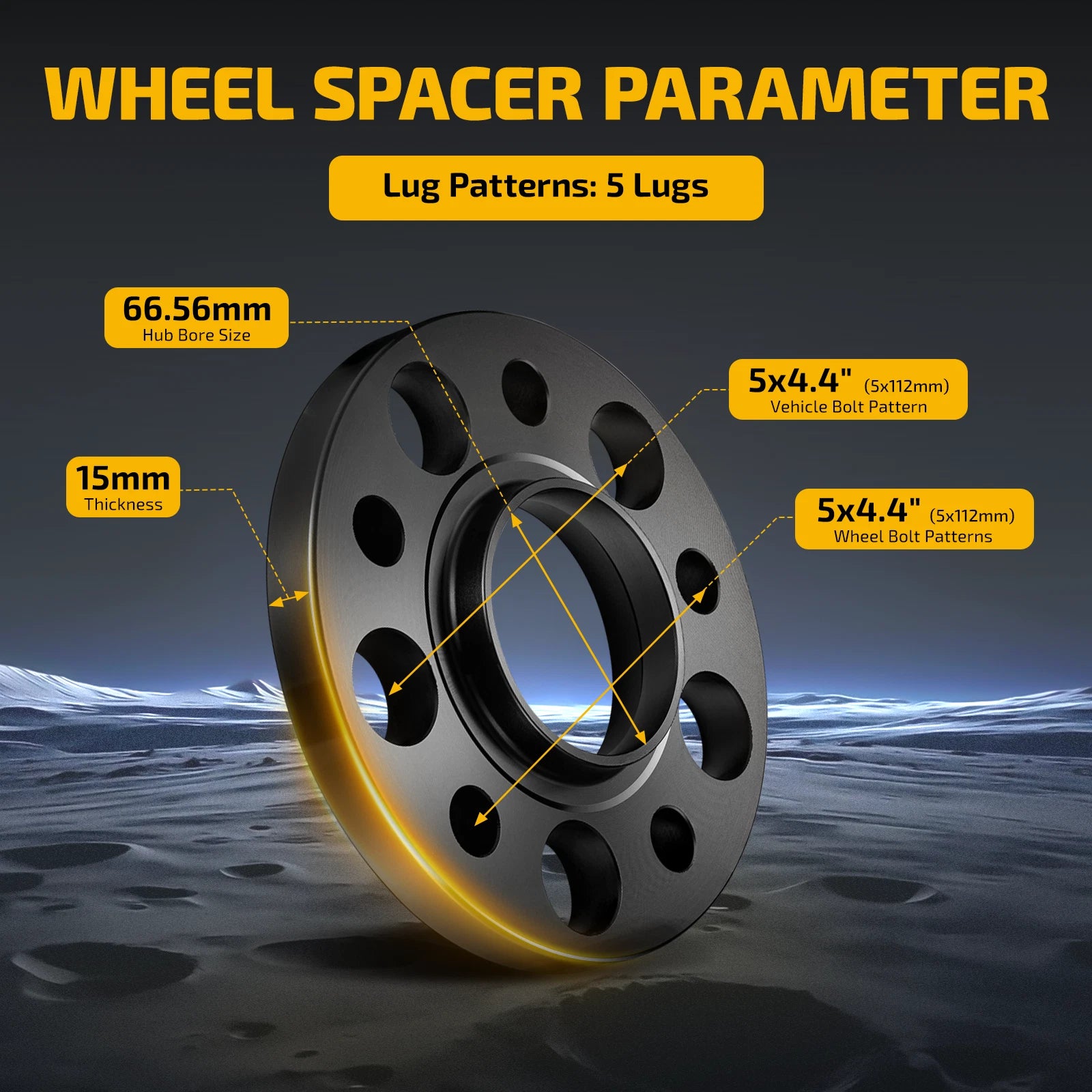 2X 15mm Wheel Spacer 5x4.4" 66.56mm for Mercedes-Benz C320 E320