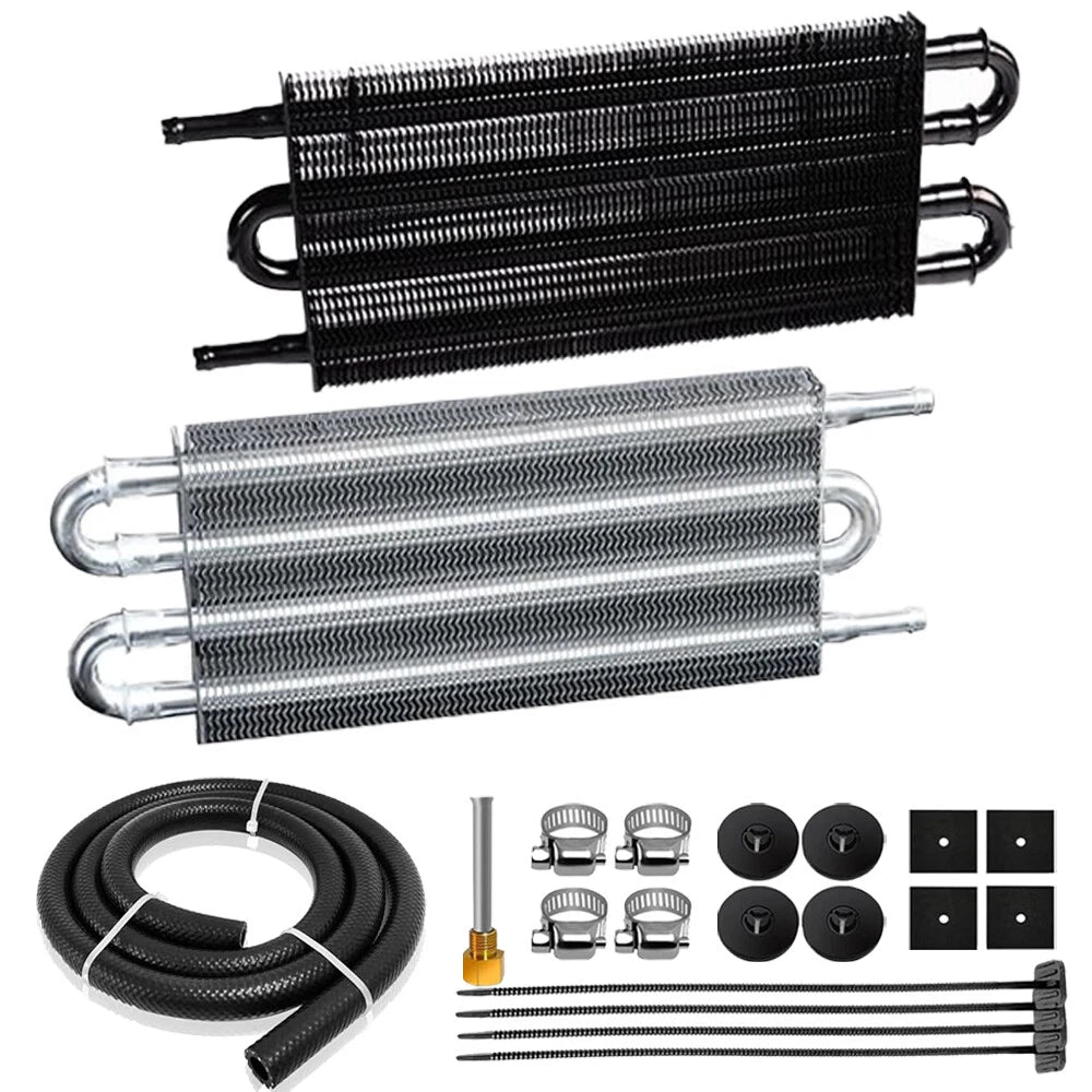 4 Row Transmission Oil Cooler with Hose & Mounting Kit for Auto-Manual
