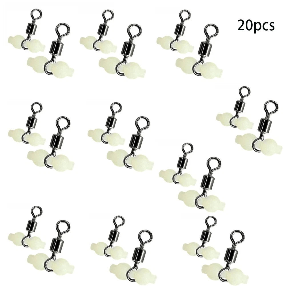 Glow in Dark Fishing Swivel Bait Connector 360° Rotation Beads