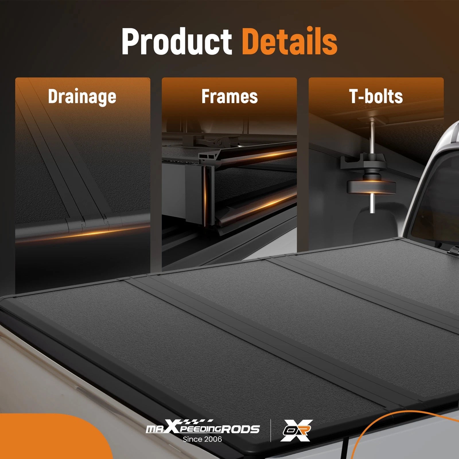 Hard Solid Tri-Fold Tonneau Cover 8ft for Dodge Ram 1500 2500 3500 (2002–2026)