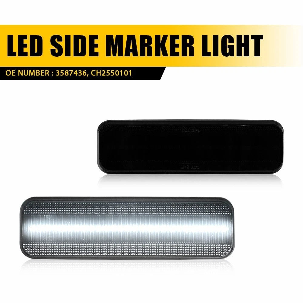 2Pcs Smoked White LED Side Bumper Marker for Dodge Coronet (1971–1976)