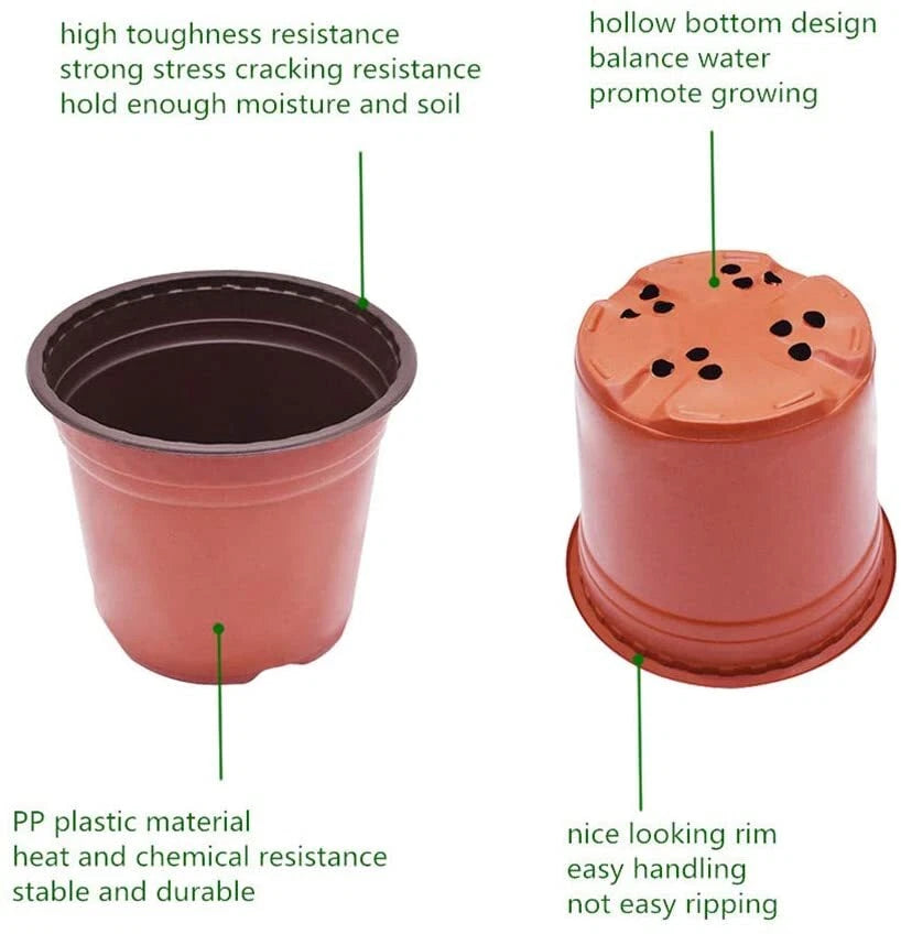Set of 100 Plastic Plant Flower Pots for Nursery Seedlings