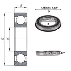 6016NR2RS Deep Groove Ball Bearings for Scooter Skateboard (80x125x22mm)