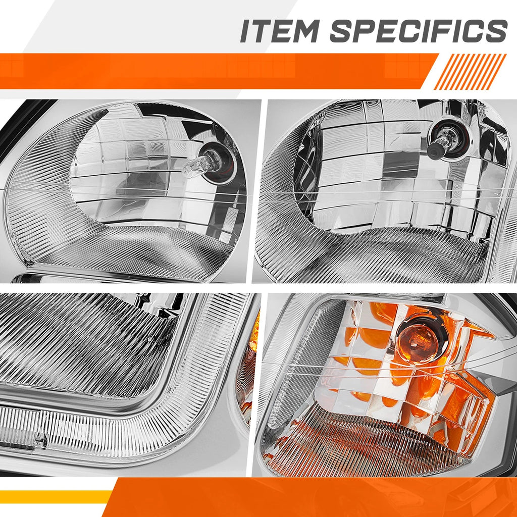 LED DRL Chrome Housing Clear Corner Headlight for Chevy Impala (2000–2005)