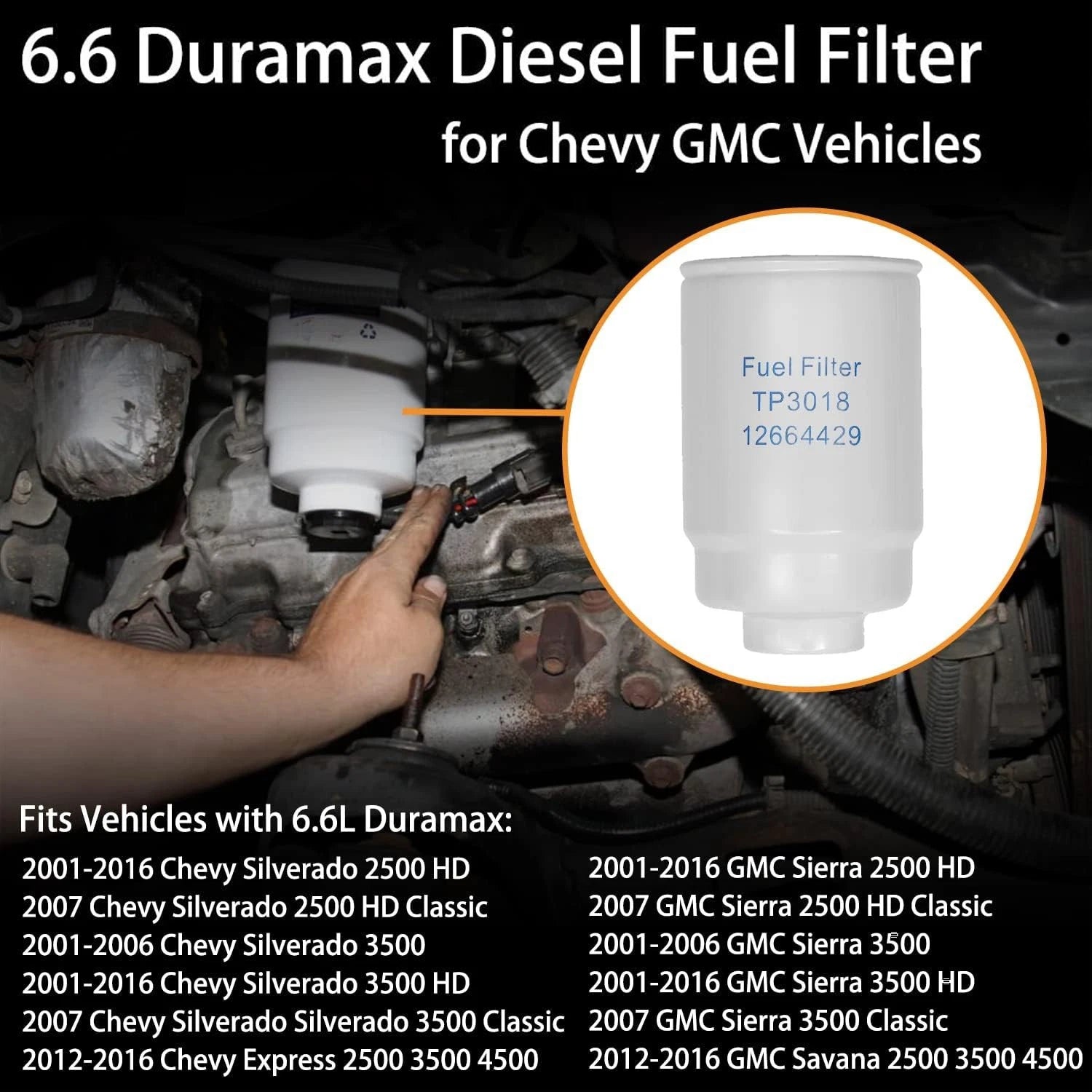Diesel Fuel Filter for Chevy Silverado Express GMC Sierra 2500 (2001-2016)