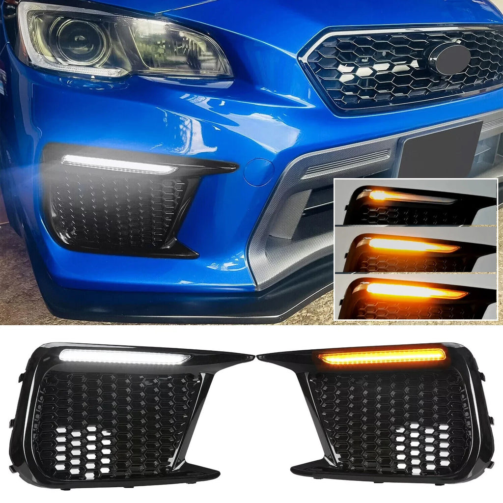 Sequential LED DRL Fog Light Bezels for Subaru WRX STI (2018–2021) LH+RH