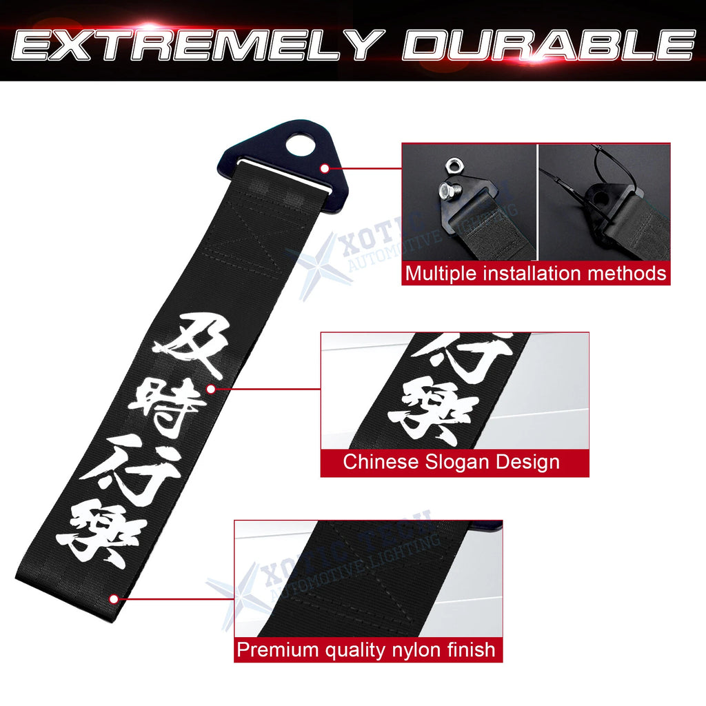 Carpe Diem Black Nylon Racing Front Rear Bumper Towing Strap Universal (2010-2020)