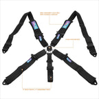 NRG SBH-B6PCBK 5-Point SFI 16.1 Cam Lock Buckle Seat Belt Harness (3")
