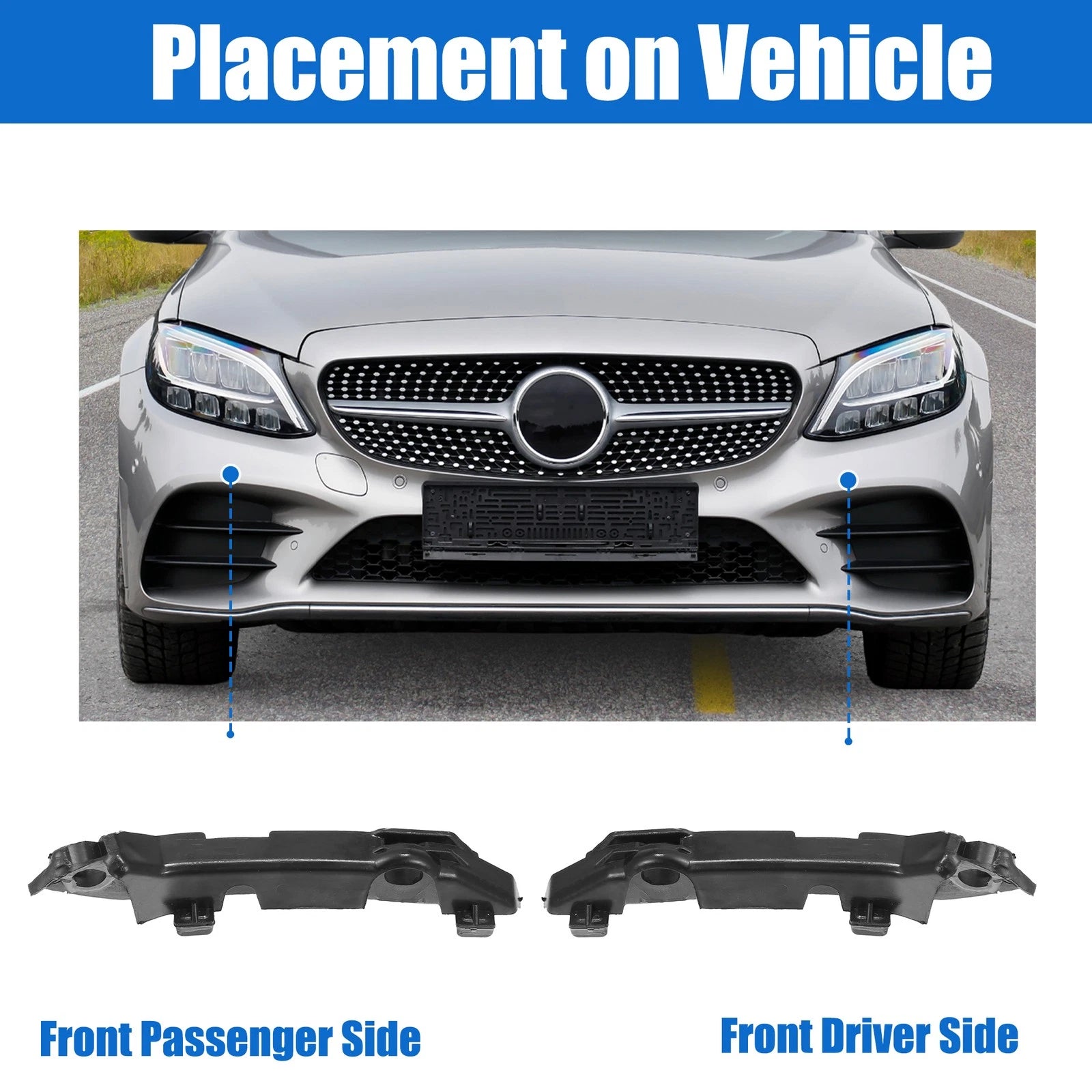 Set of 2 Upper Bumper Cover Support Brackets for Mercedes-Benz C43 (2017–2020)