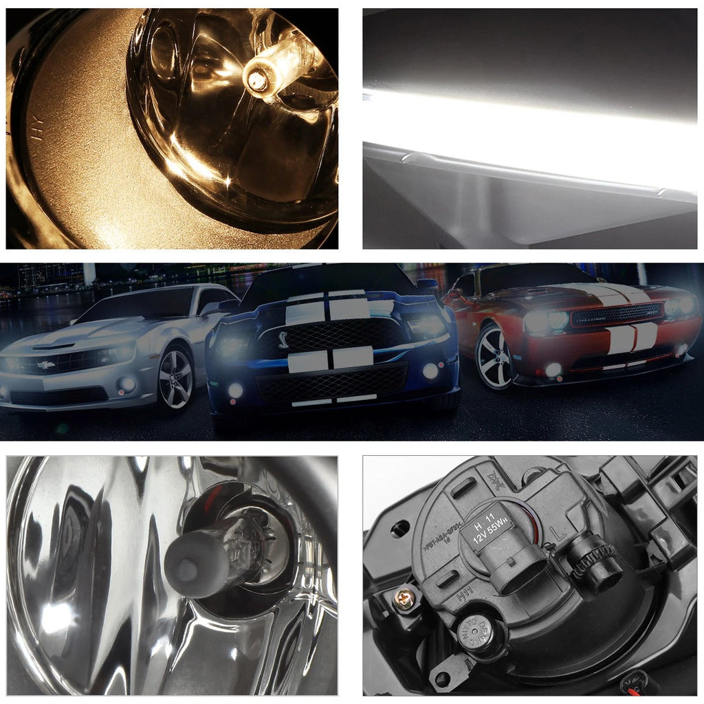 LED DRL Bar Fog Light Set for Highlander (2014–2016) - Clear Lens, Bezel, Wiring, Switch