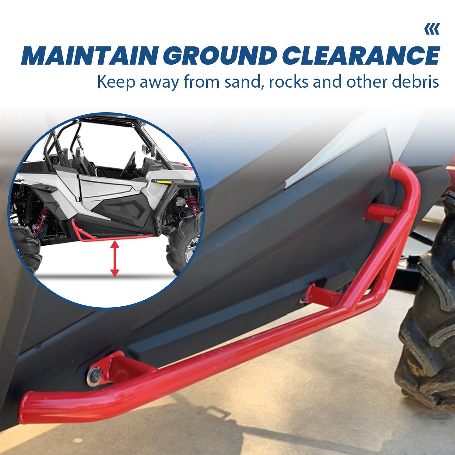 Side Steps Nerf Bars for Polaris RZR XP 900 1000 (2014–2022) RED