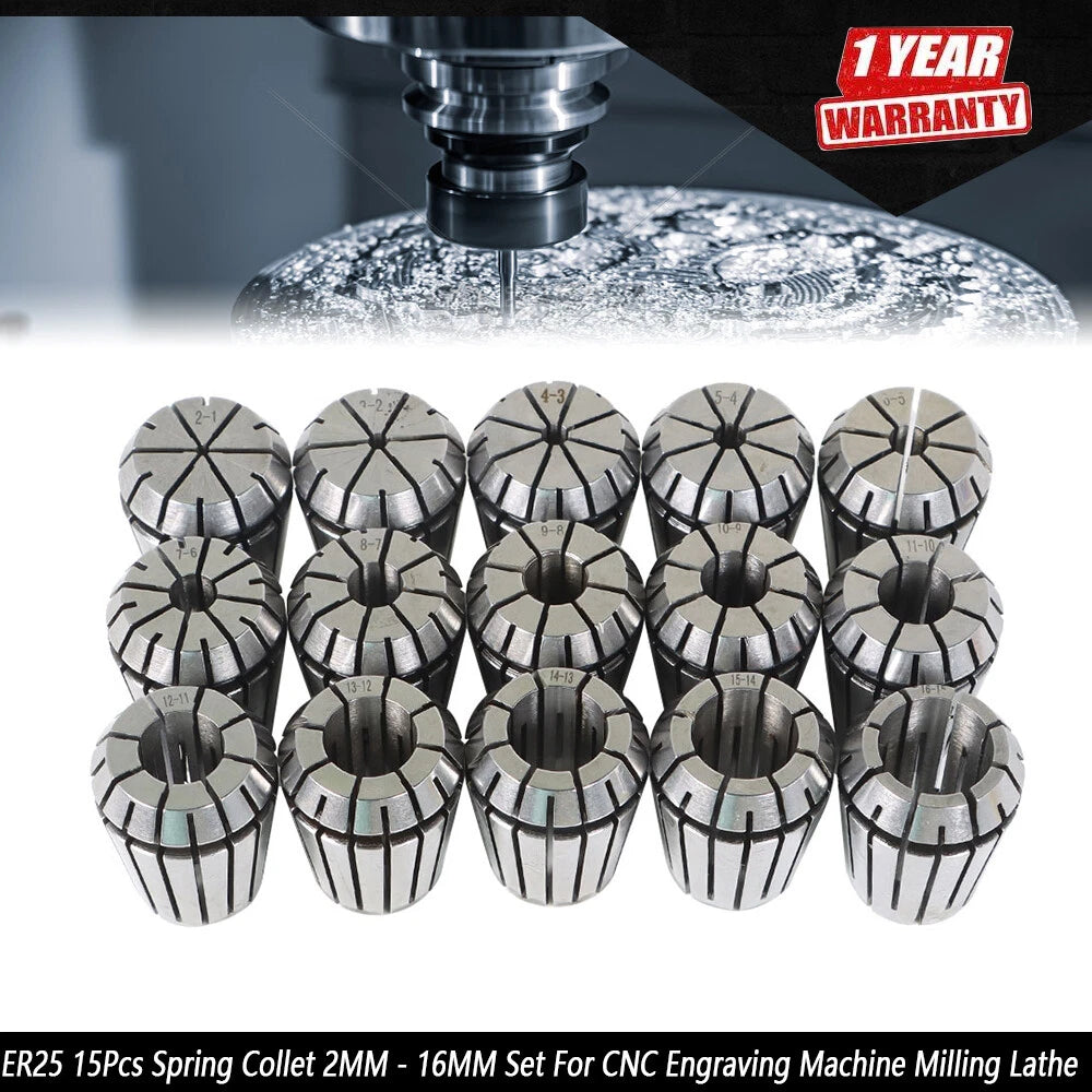 15Pcs Spring Collet Set for CNC Engraving Machine (ER25)
