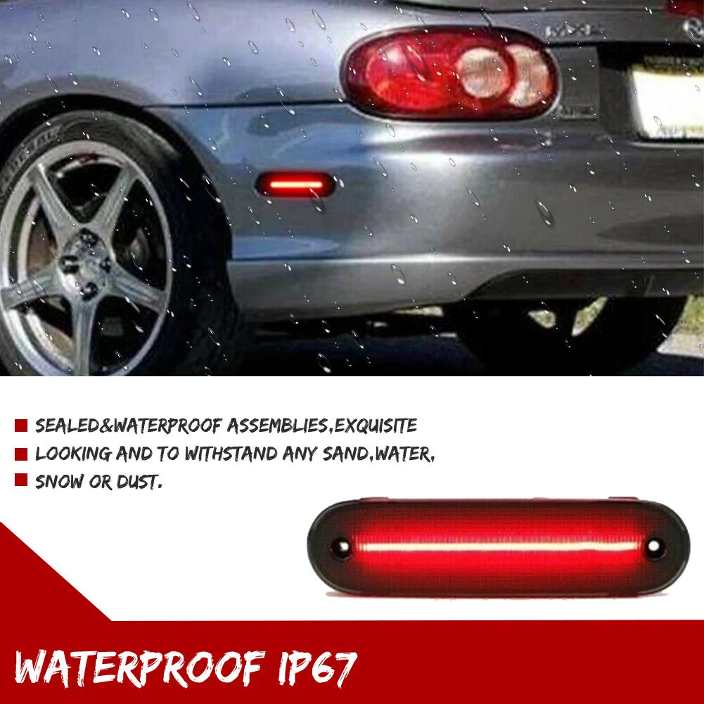 2X Smoked Lens Red LED Rear Side Marker Lights for Mazda MX-5 Miata (1990–2005)