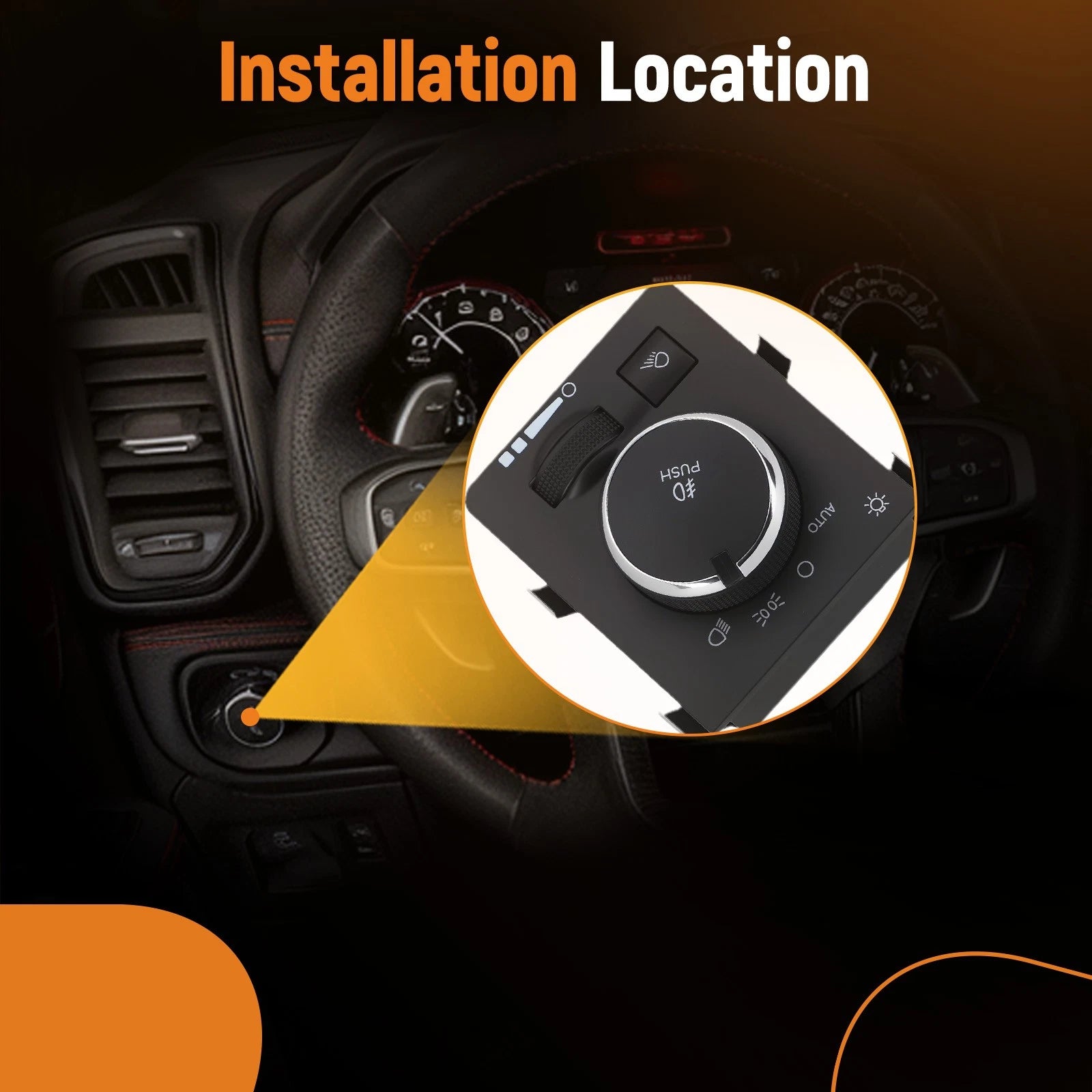 Head Light Switch for Ram 1500 2500 3500 4500 5500 (2013–2021) 68189154AA HLS1685