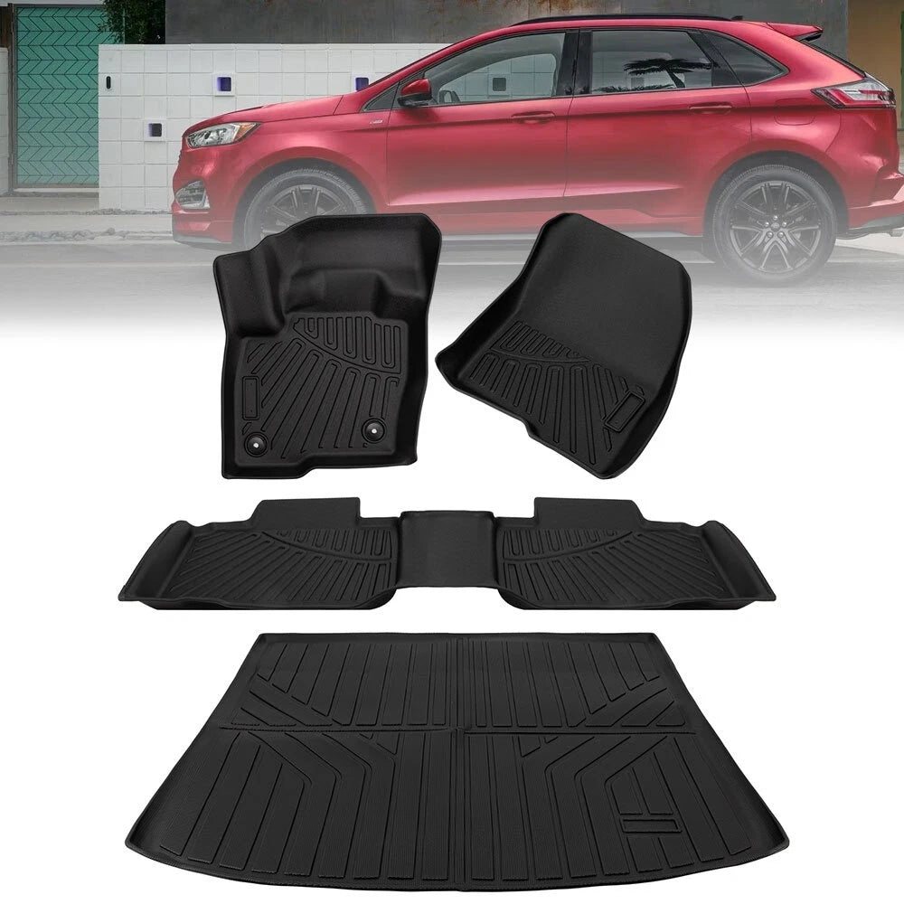 Set of 4 Heavy Duty Front & Rear Floor Mats w/ Cargo Liner for Ford Edge (2015–2024)