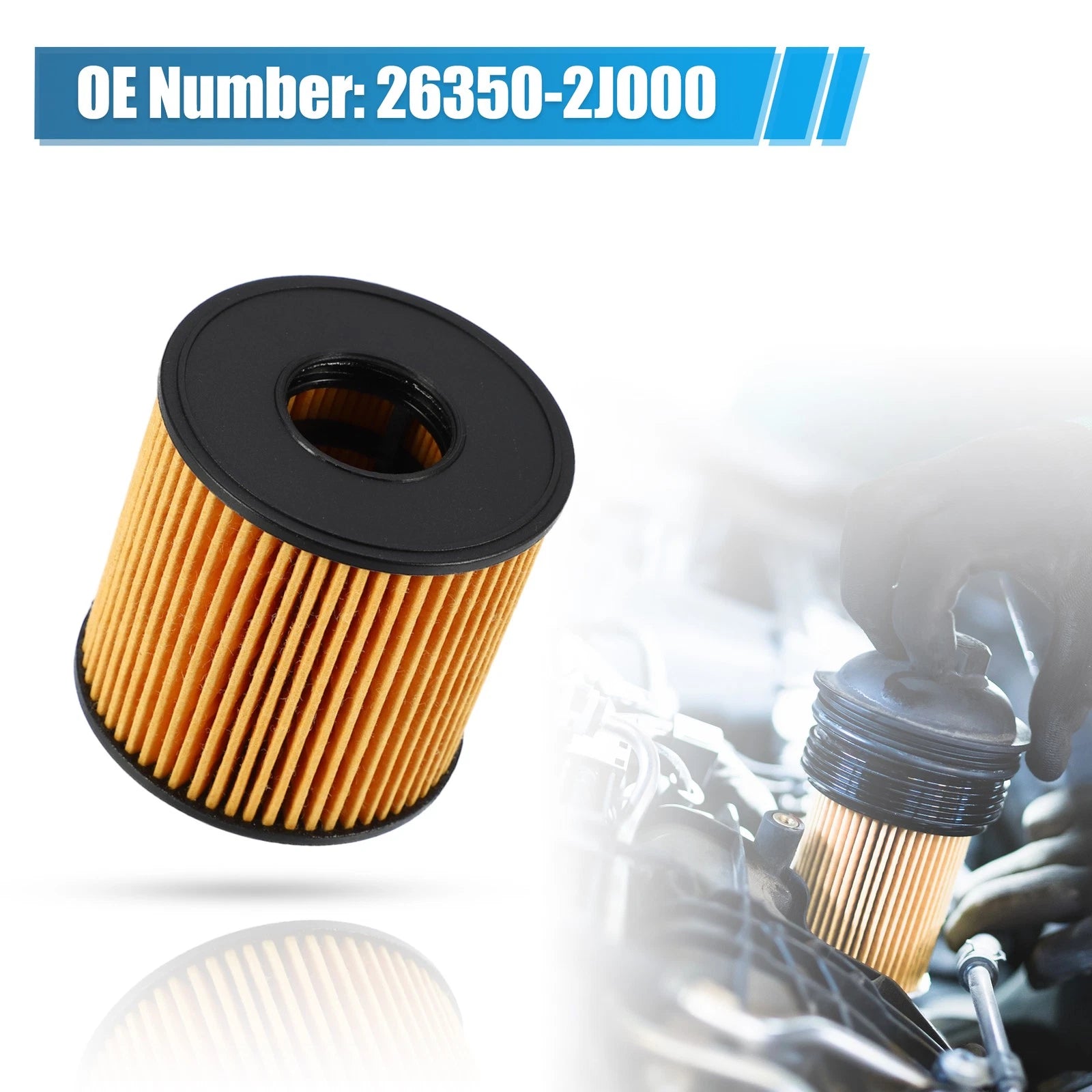 Set of 1 Engine Oil Filter 26350-2J000 for Hyundai Elantra 2.0L (2021–2022)