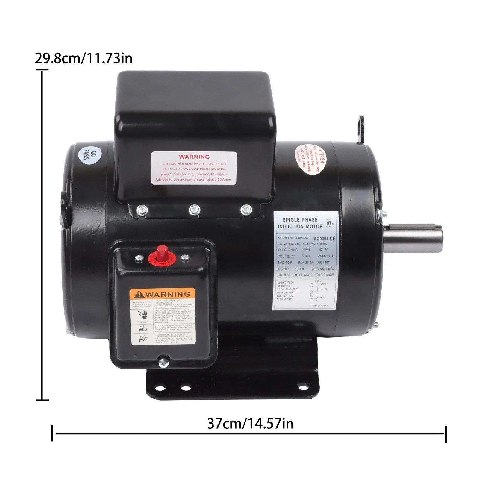 5HP ODP Motor for Air Compressor (208-230V, Single Phase)