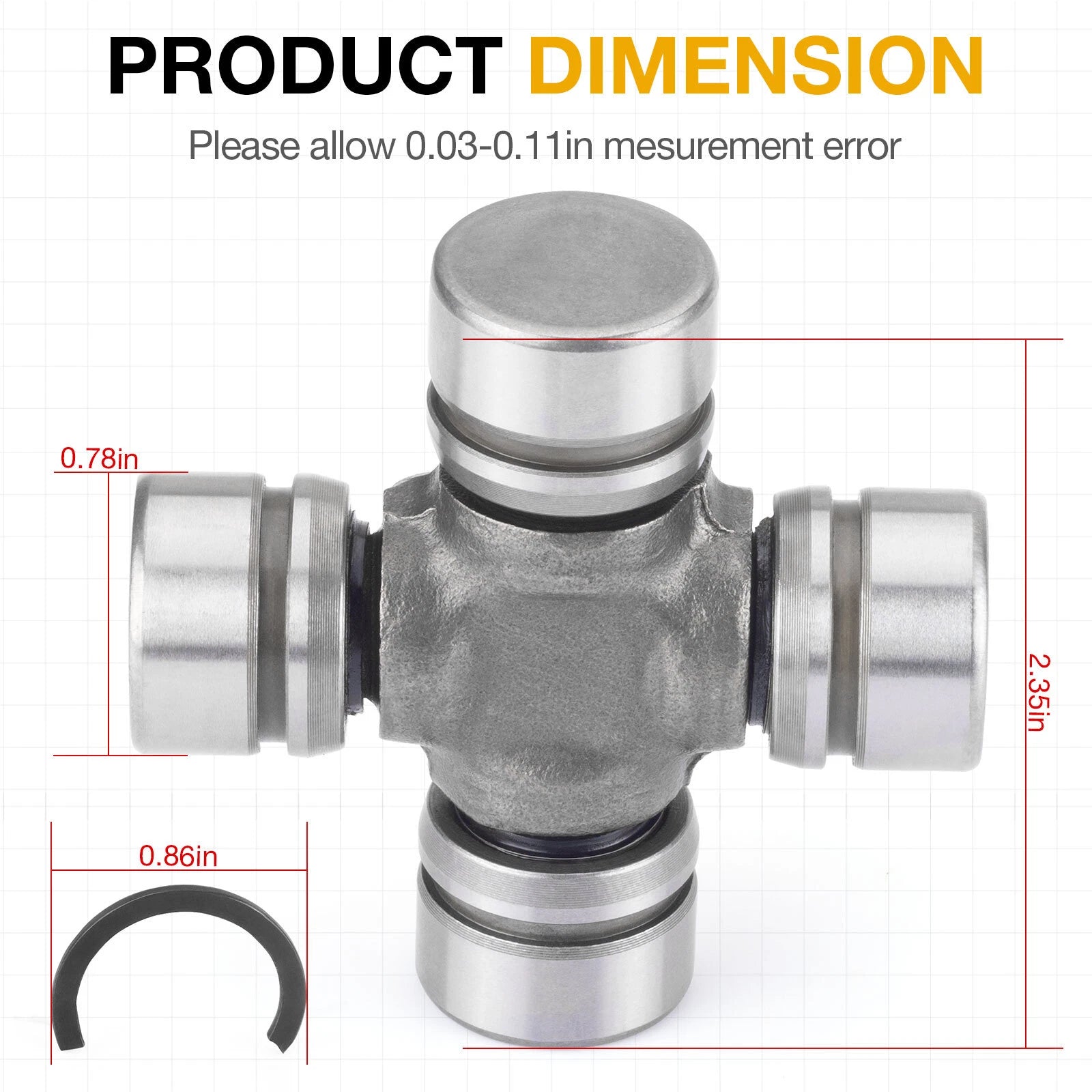 2Pcs Rear Driveshaft U-joint for Kawasaki Teryx4 750 (2012–2013) 49050-0027