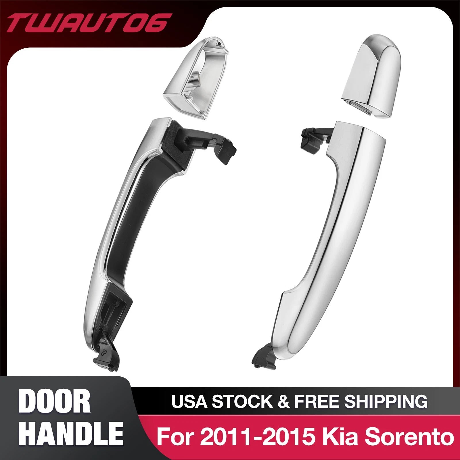 Chrome Exterior Door Handle Pair for 2011–2015 Kia Sorento (Rear Left & Right)