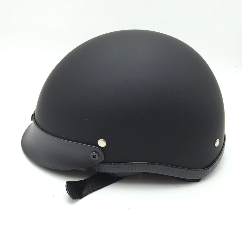 X Large DOT Motorcycle Scooter German Half Face Crash Helmet (Matte Black)