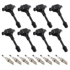 Set of 8 Ignition Coils & Iridium Spark Plugs for Nissan Armada Titan (2007–2015)