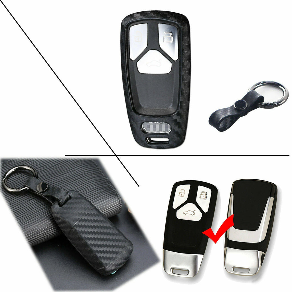 Carbon Fiber Smart Key Cover Shell for Audi A4 A5 Q7 TT (2010–2020)