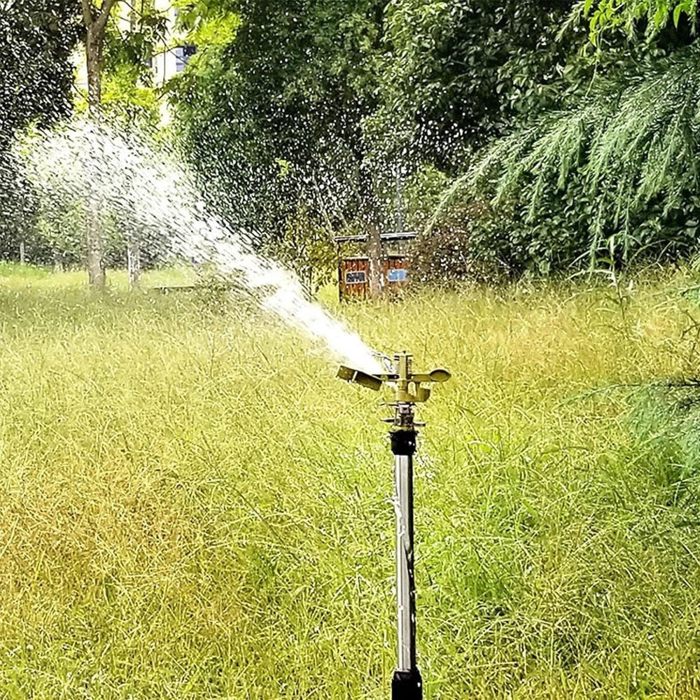 360�� Heavy-Duty Zinc Alloy Tripod Sprinkler for Lawn Care