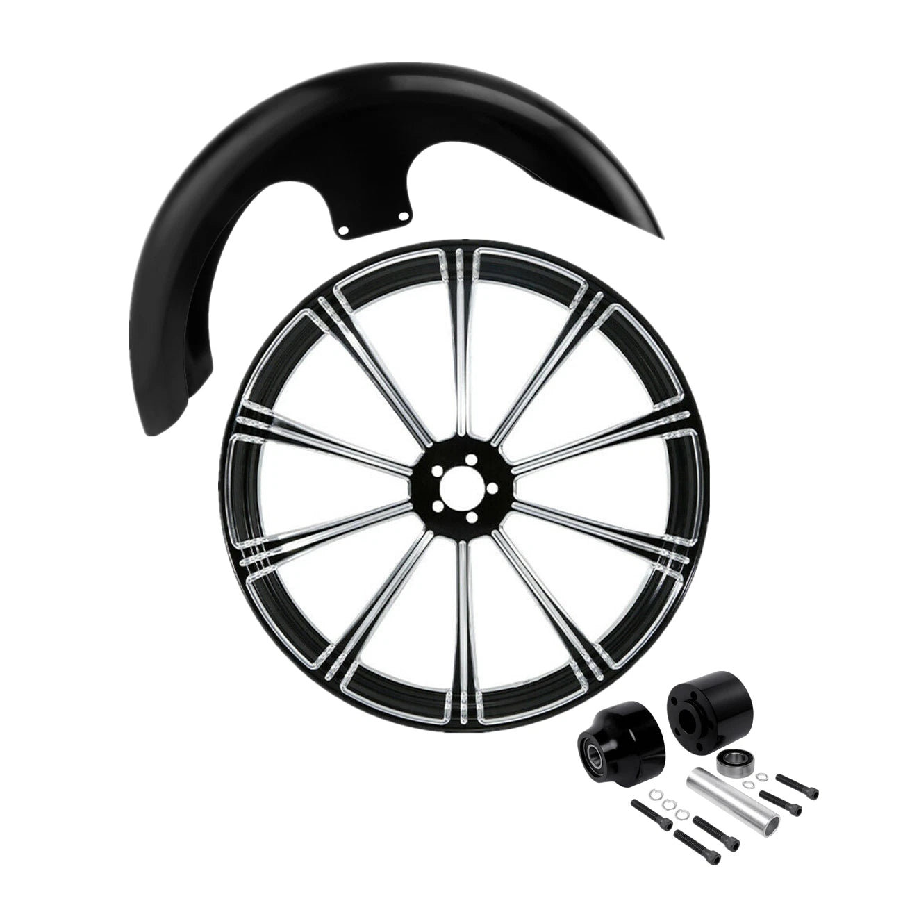 23" Front Wheel Rim Hub Single Disc Fender for Harley Touring (2008–2025)