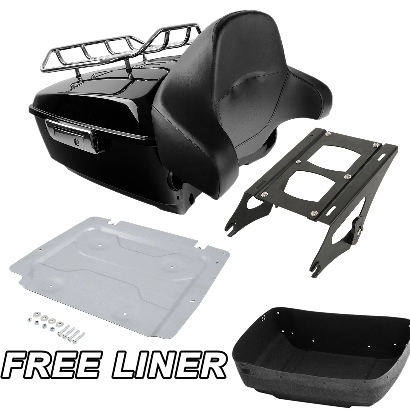 Trunk Mount Rack Backrest Pad Base Plate for Harley Street Glide (2014–2023)