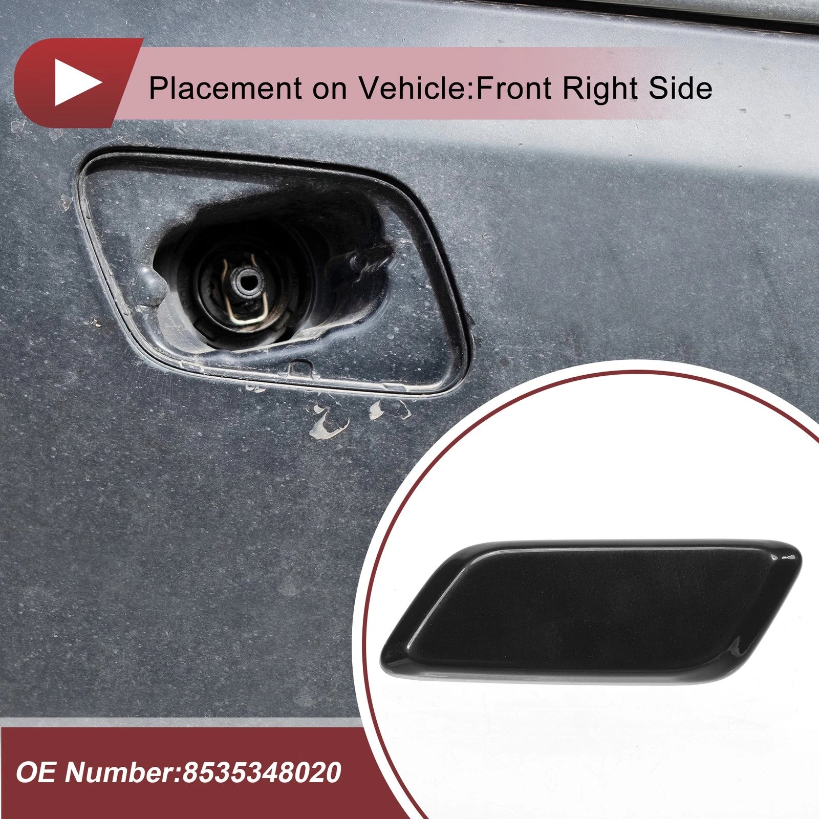 Front Left Bumper Headlight Washer Nozzle Cap for Lexus RX350 (2013–2015) Black