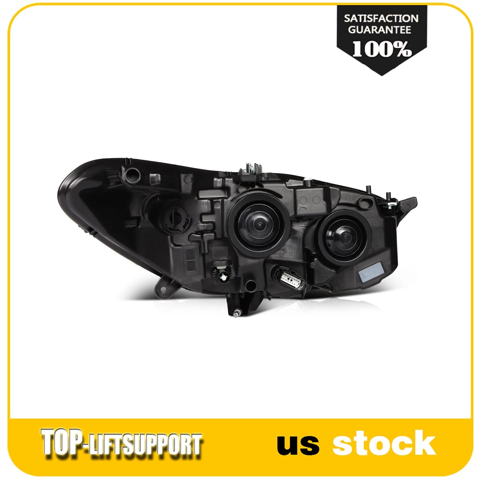 Driver Side Headlight Assembly for Ford Fusion (2013–2016) Black Amber Projector