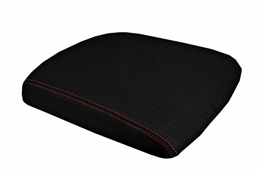 Console Lid Armrest Cover for Dodge Ram (2009–2016) Carbon Fiber Red Stitch