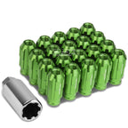 20 PCS Open End M12x1.25 50mm Tall Green Aluminum Lug Nuts + Adapter