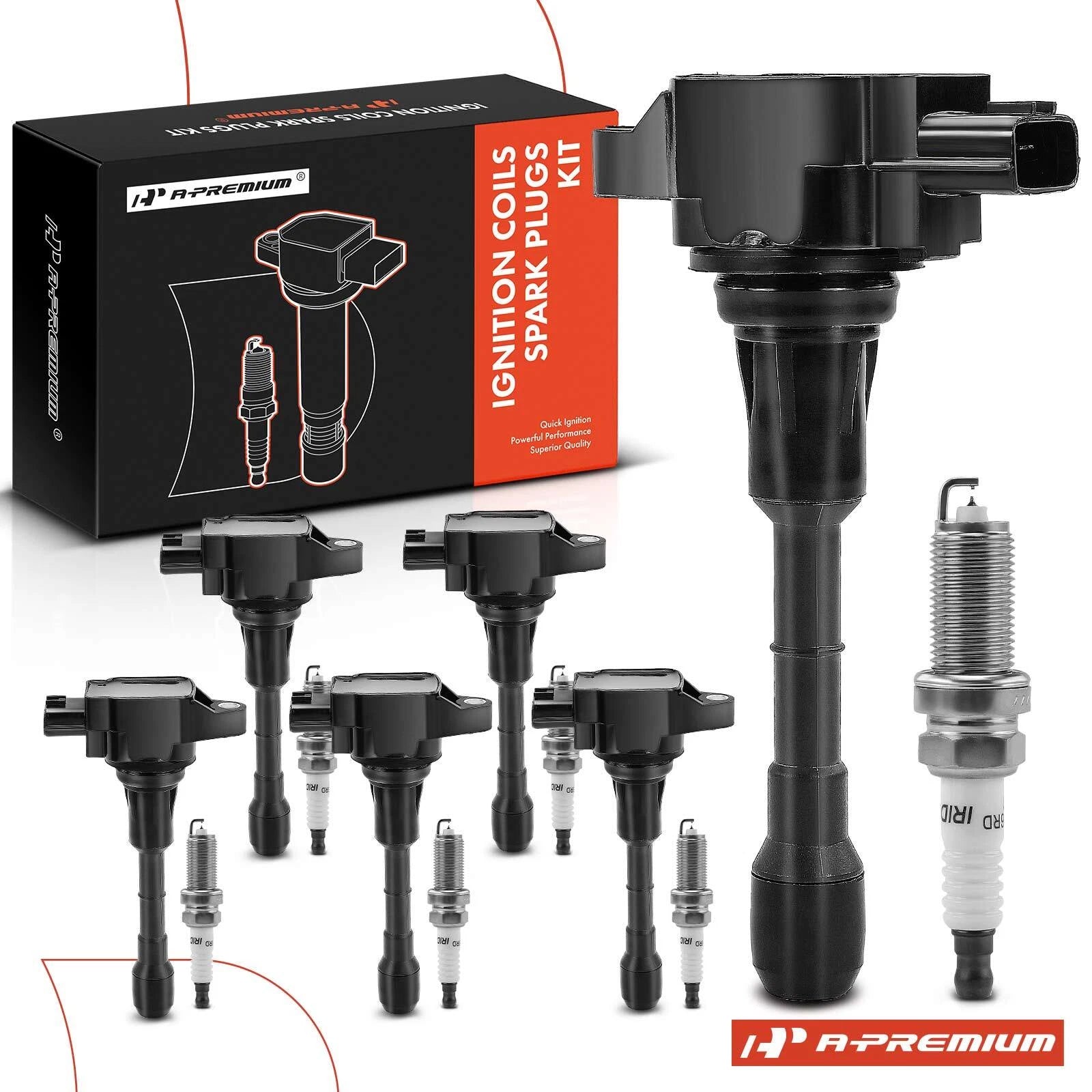 Set of 6 Ignition Coils & Spark Plugs for Nissan 370Z (2009–2020)