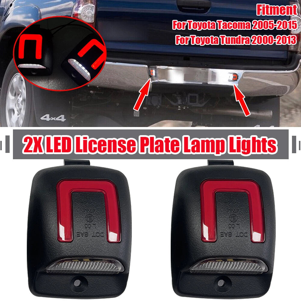 2X LED Rear Bumper License Plate Lamp for Toyota Tacoma (2005–2015)