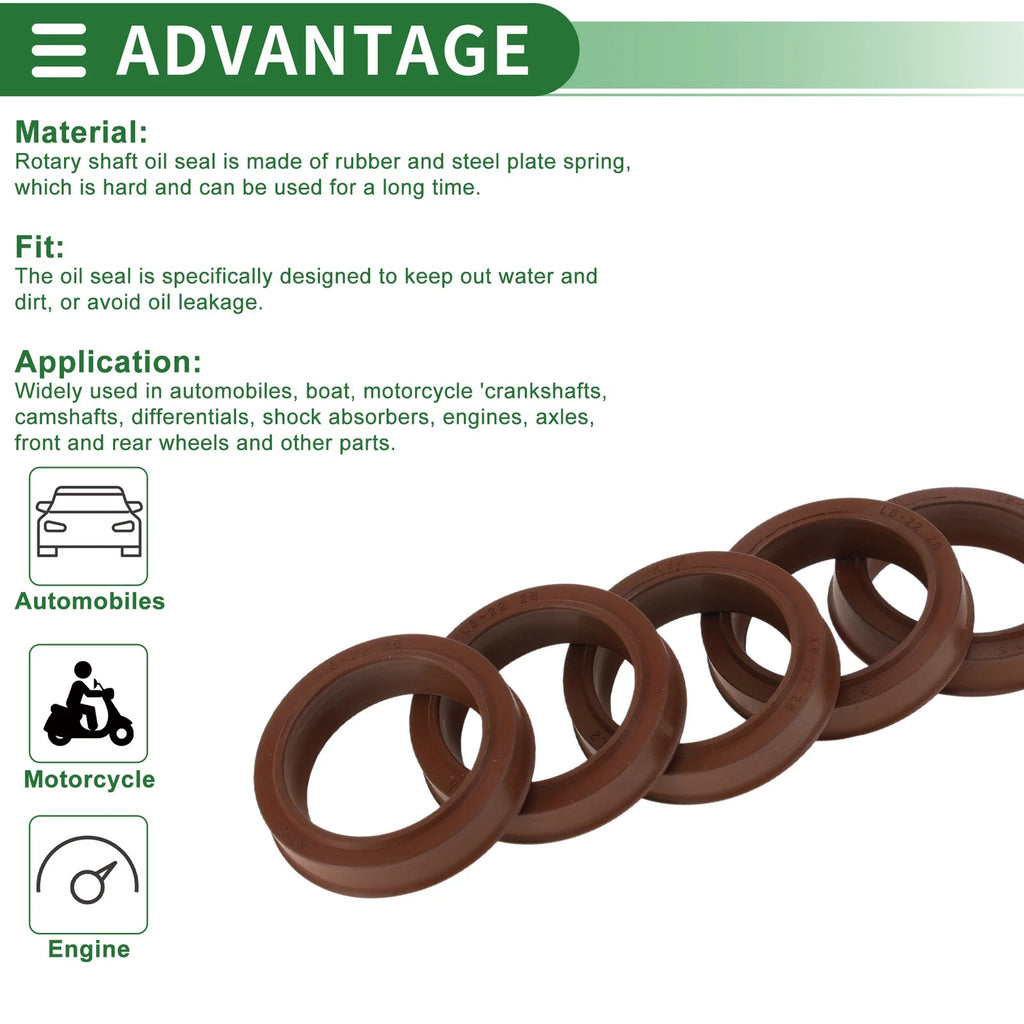 Set of 5 Oil Seal Rotary Shaft Seal FKM Rubber 22x28x6.7mm