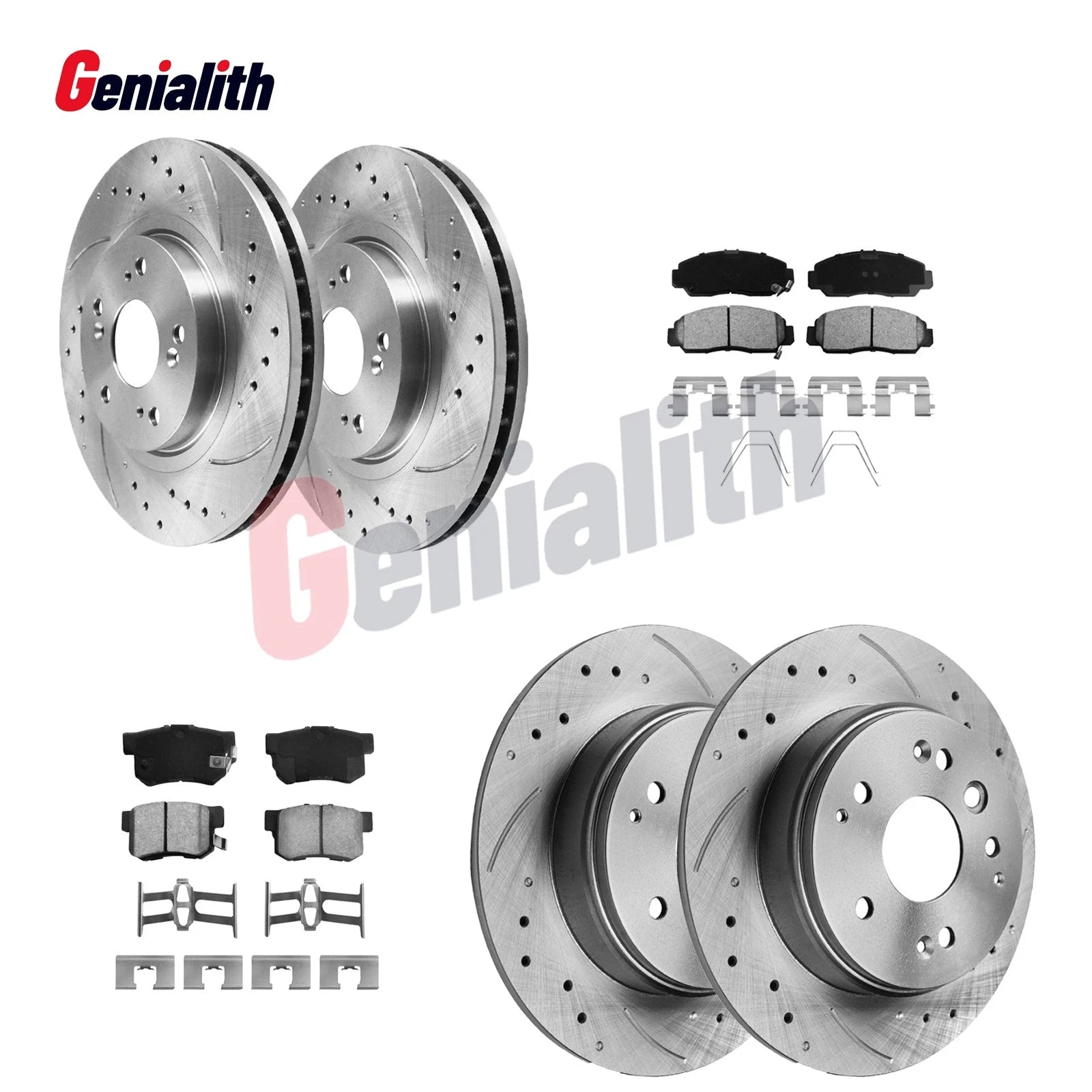 Set of 4 Drilled Rotors & Ceramic Brake Pads for Acura TL (2004–2008)