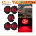 5pcs 2.5" Round 4LED Side Marker Clearance Tail Light Kit for Truck Trailer