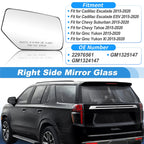 Right Side Heated Mirror Glass for Chevy Suburban Tahoe (2015–2020) 22976560
