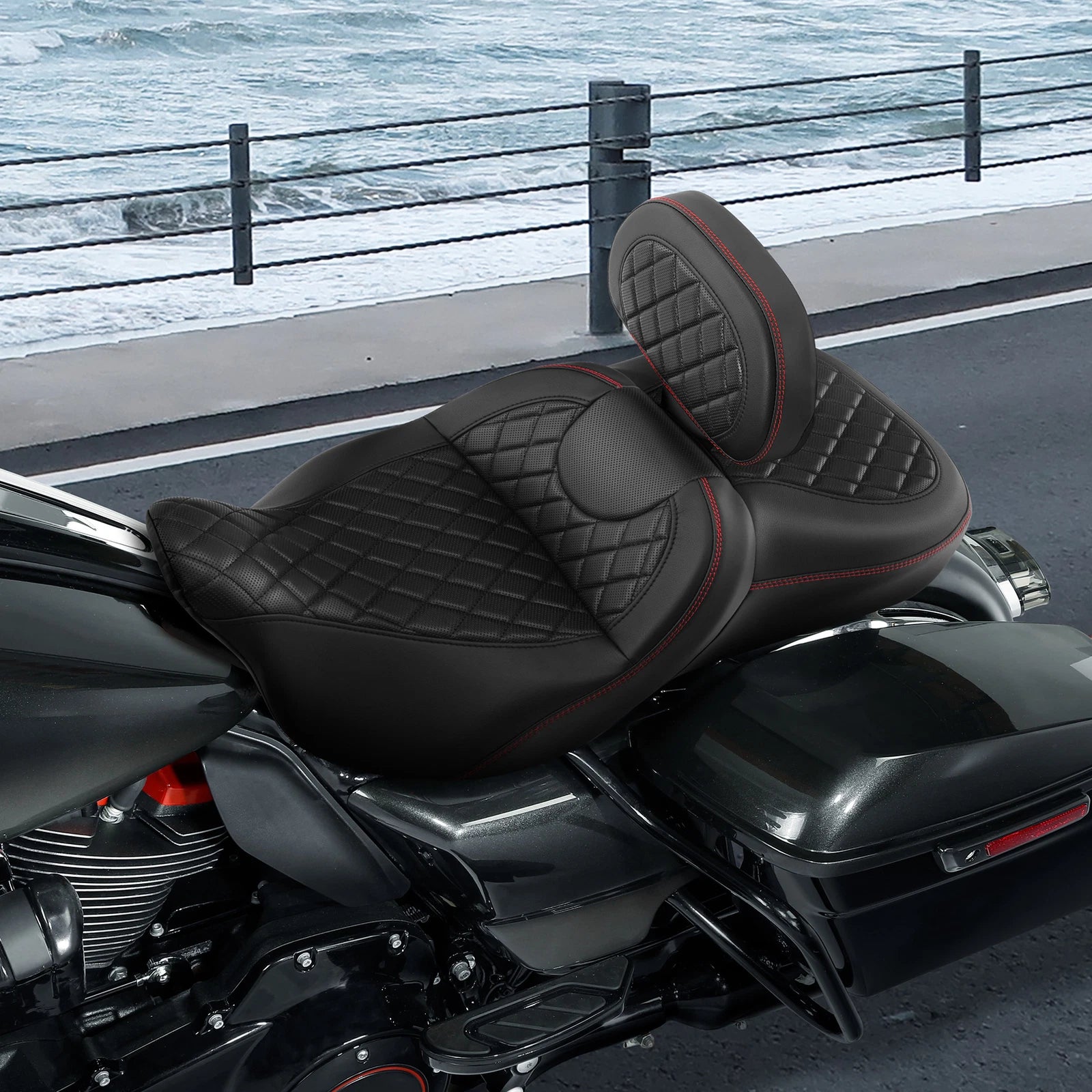Driver Passenger Seat & Rider Backrest Pad for Harley Electra Glide (2009–2023)