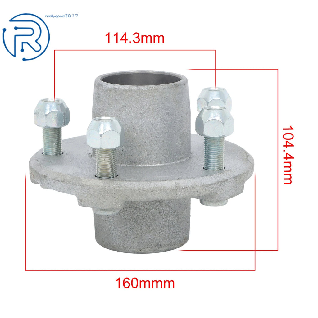 Pair of 5 Bolt Hot Dipped Galvanized Trailer Hubs with Lube Caps