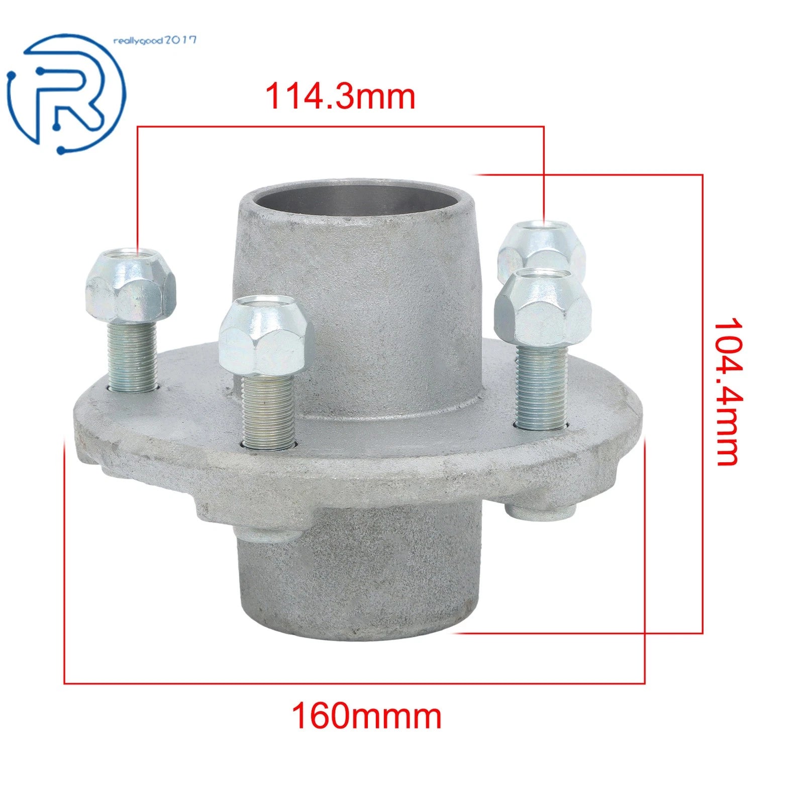 Pair of 5 Bolt Hot Dipped Galvanized Trailer Hubs with Lube Caps