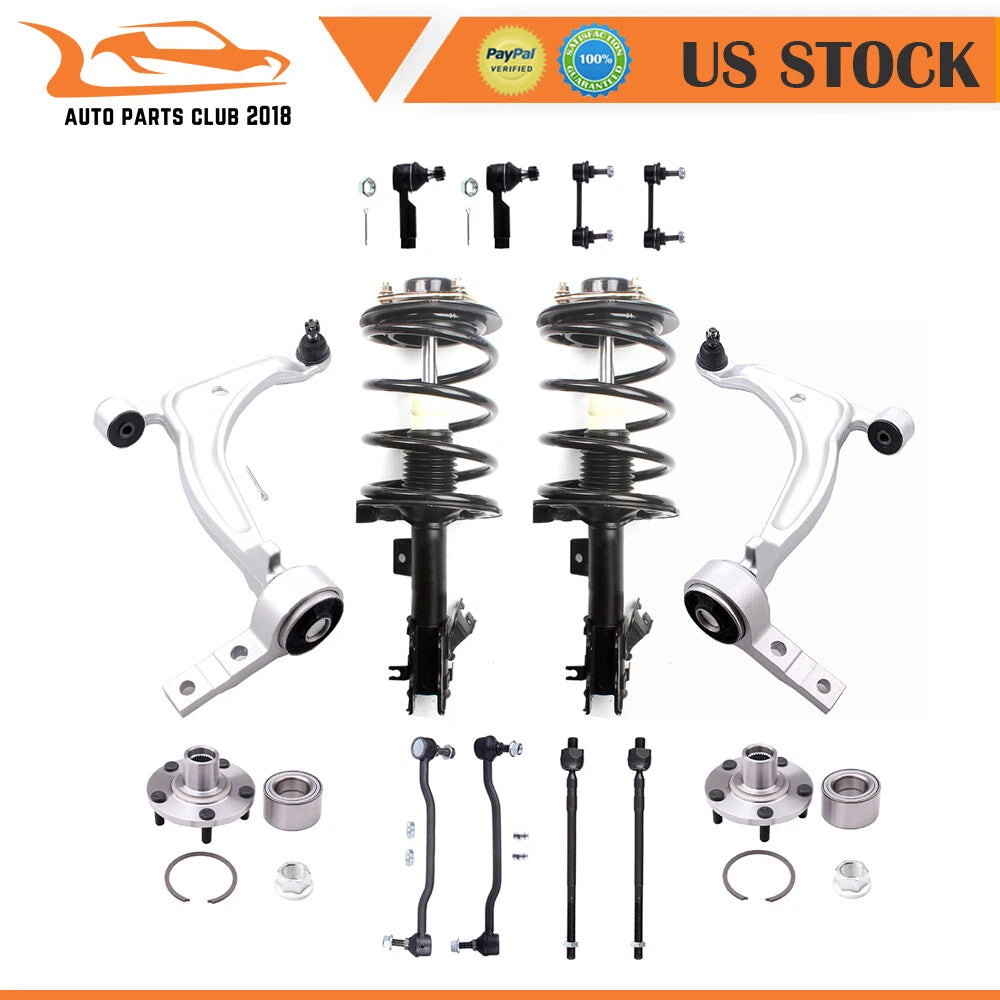 Set of 4 Front Struts Control Arms Wheel Hubs for Nissan Maxima (2004–2008)